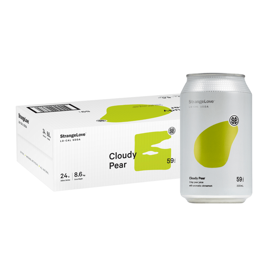 Cloudy Pear & Cinnamon Lo - Cal Soda 330ml Cans x 24 - StrangeLove