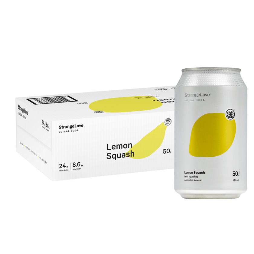 Lemon Squash Lo - Cal Soda 330ml Cans x 24 - StrangeLove
