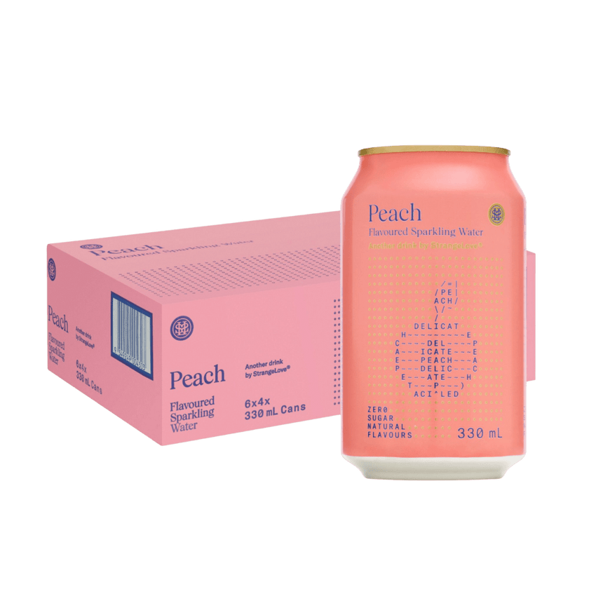 Peach Sparkling Water 330ml x 24 - StrangeLove