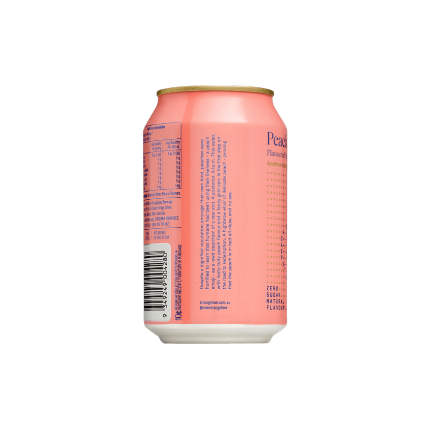 Peach Sparkling Water 330ml x 24 - StrangeLove