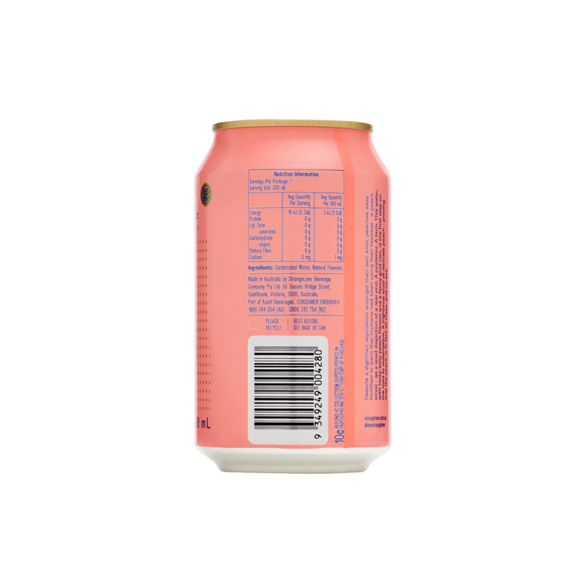 Peach Sparkling Water 330ml x 24 - StrangeLove