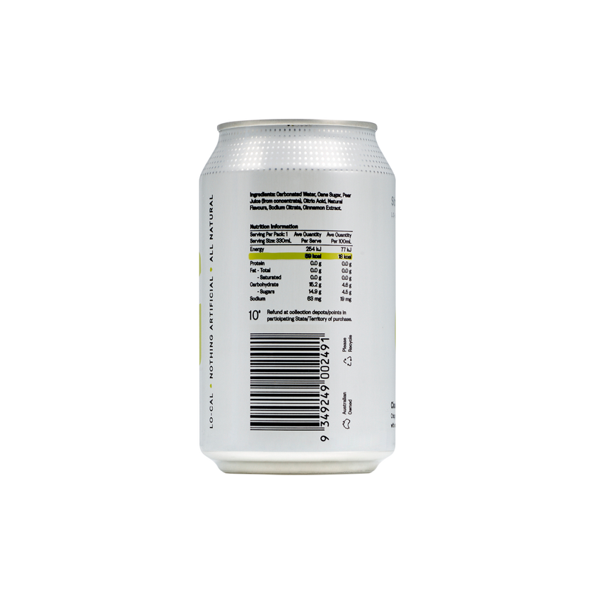 Cloudy Pear & Cinnamon Lo-Cal Soda 330ml Cans x 24