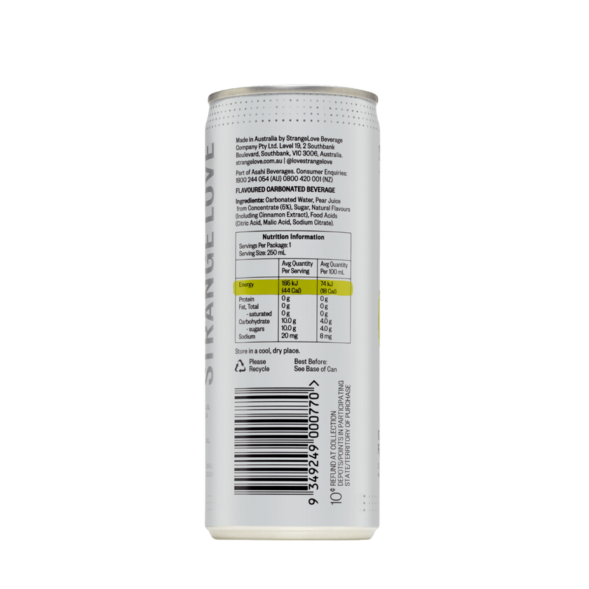 250ml Cloudy Pear Lo-Cal Soda / 24 Pack - StrangeLove