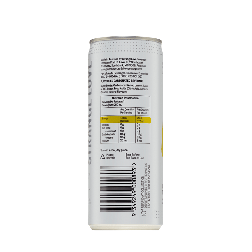 250ml Lemon Squash Lo-Cal Soda / 24 Pack - StrangeLove