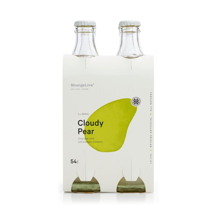 300ml - GLASS - Cloudy Pear - Lo-Cal Soda / 6x4 Pack - StrangeLove