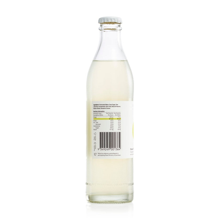 300ml - GLASS - Cloudy Pear - Lo-Cal Soda / 6x4 Pack - StrangeLove