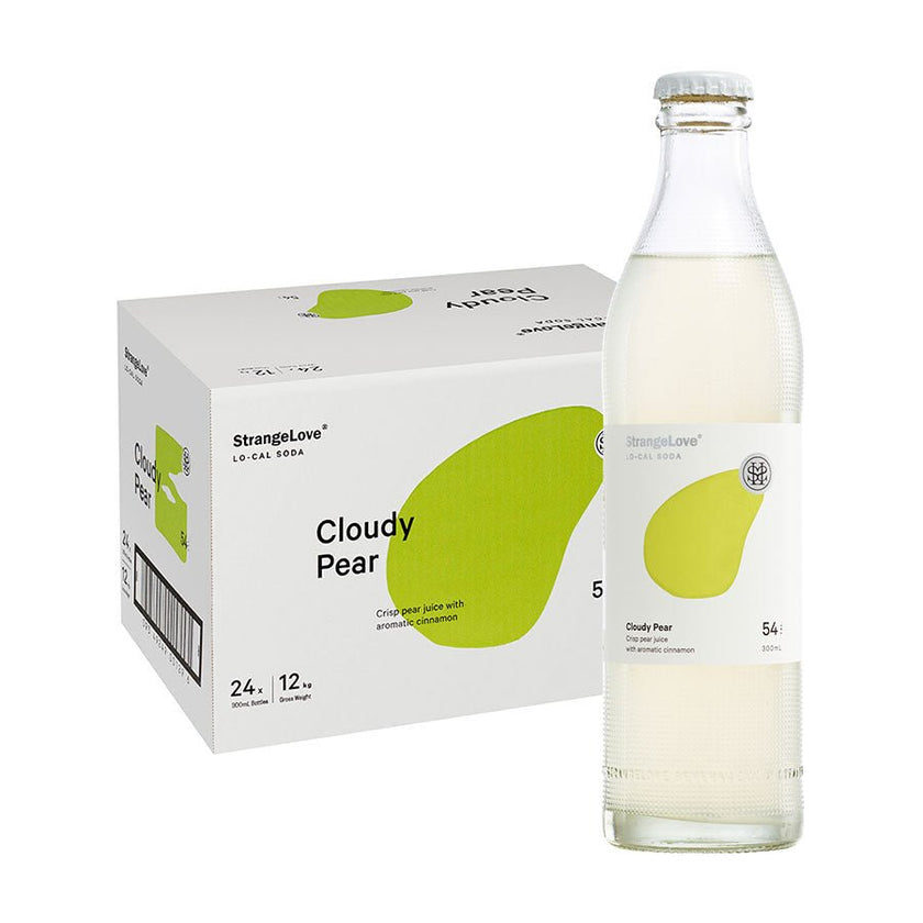 300ml - GLASS - Cloudy Pear - Lo-Cal Soda / 6x4 Pack - StrangeLove