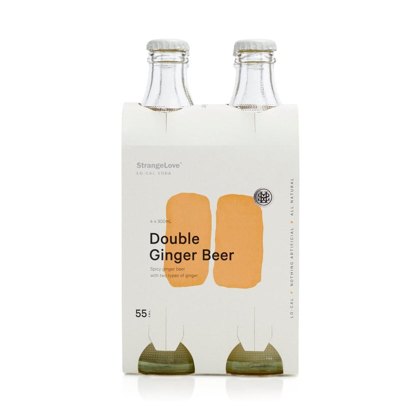 300ml - GLASS - Double Ginger Beer - Lo-Cal Soda / 6x4 Pack - StrangeLove
