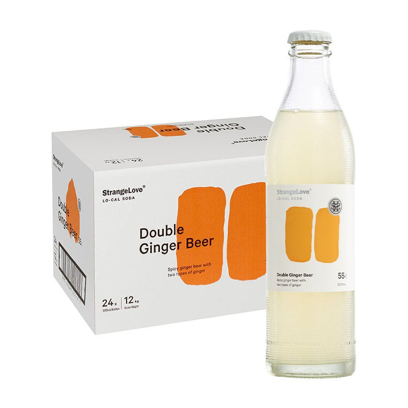 300ml - GLASS - Double Ginger Beer - Lo-Cal Soda / 6x4 Pack - StrangeLove