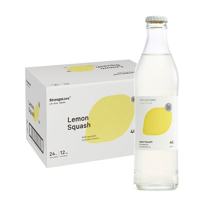 300ml - GLASS - Lemon Squash - Lo-Cal Soda / 6x4 Pack - StrangeLove