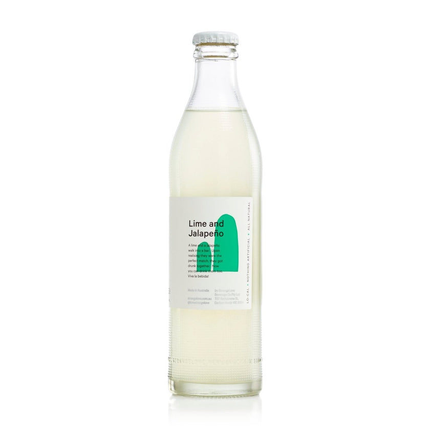 300ml - GLASS - Lime & Jalapeno - Lo-Cal Soda / 6x4 Pack - StrangeLove
