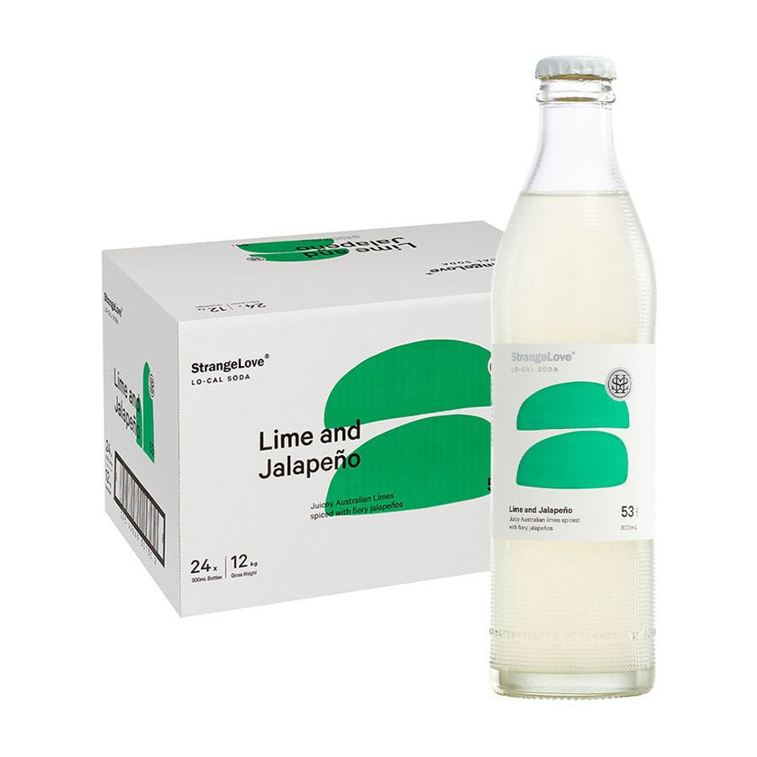 300ml - GLASS - Lime & Jalapeno - Lo-Cal Soda / 6x4 Pack - StrangeLove