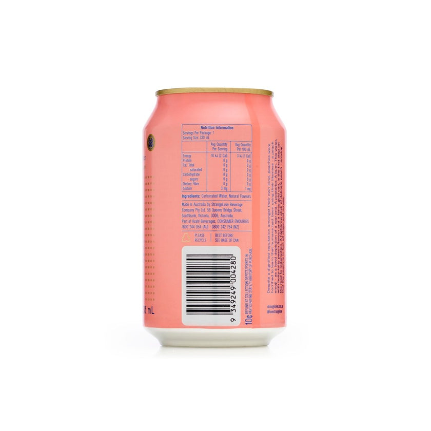 330ml - CANS - Peach Sparkling Water / 6x4 Pack - StrangeLove