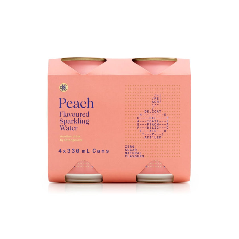 330ml - CANS - Peach Sparkling Water / 6x4 Pack - StrangeLove