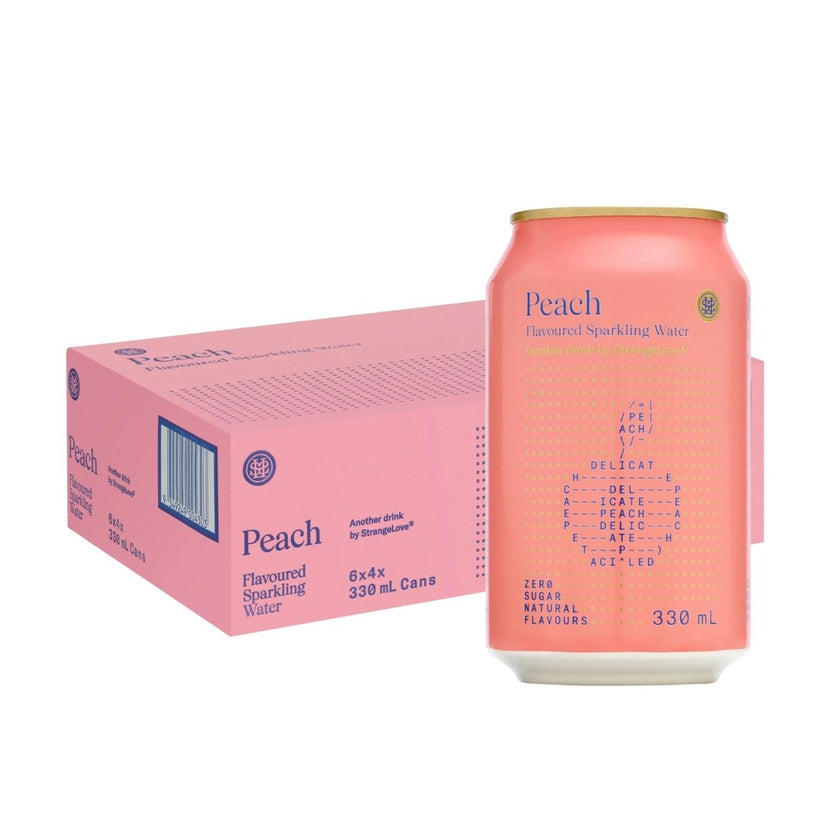 330ml - CANS - Peach Sparkling Water / 6x4 Pack - StrangeLove