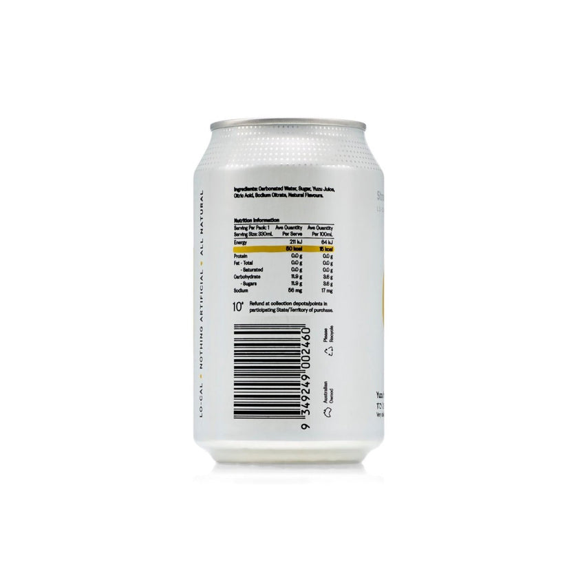 330ml - CANS - Yuzu From Japan - Lo-Cal Soda / 6x4 Pack - StrangeLove