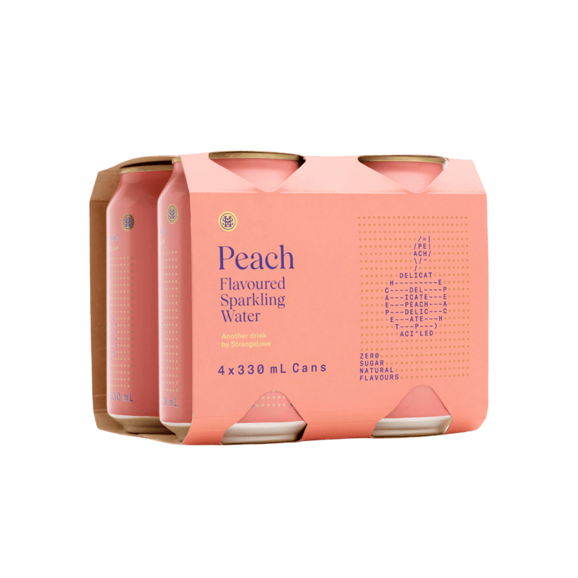 Peach Sparkling Water 330ml x 24 - StrangeLove