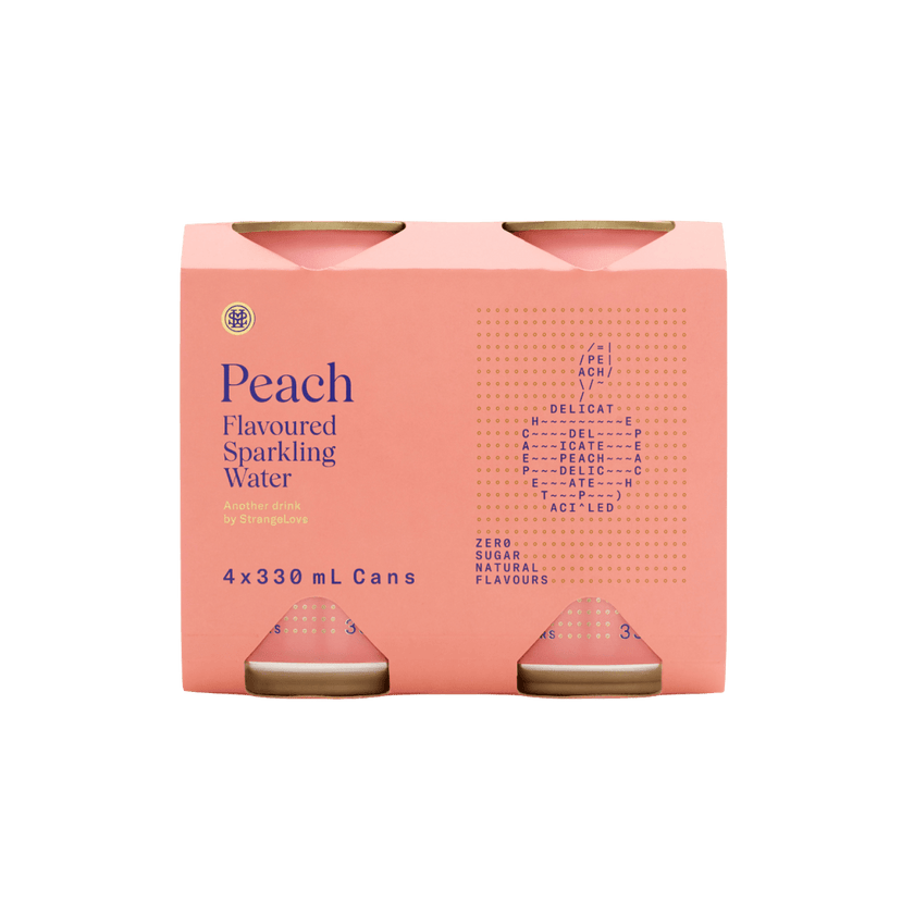 Peach Sparkling Water 330ml x 24 - StrangeLove